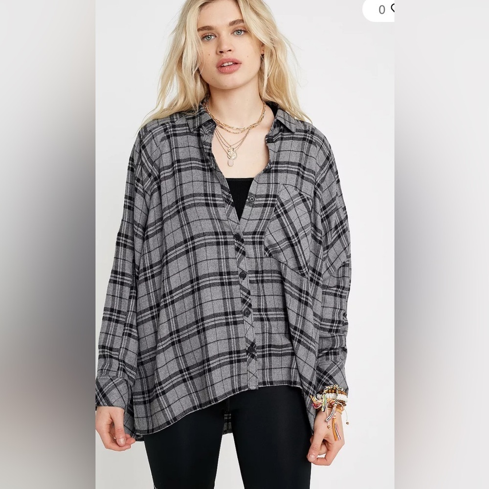 Urban Outfitters Brendan Drapey Flannel Button-Through Shirt XS